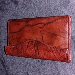 Vintage Buxton Top Grain Cowhide Leather Organizer Clutch Wallet Burgundy